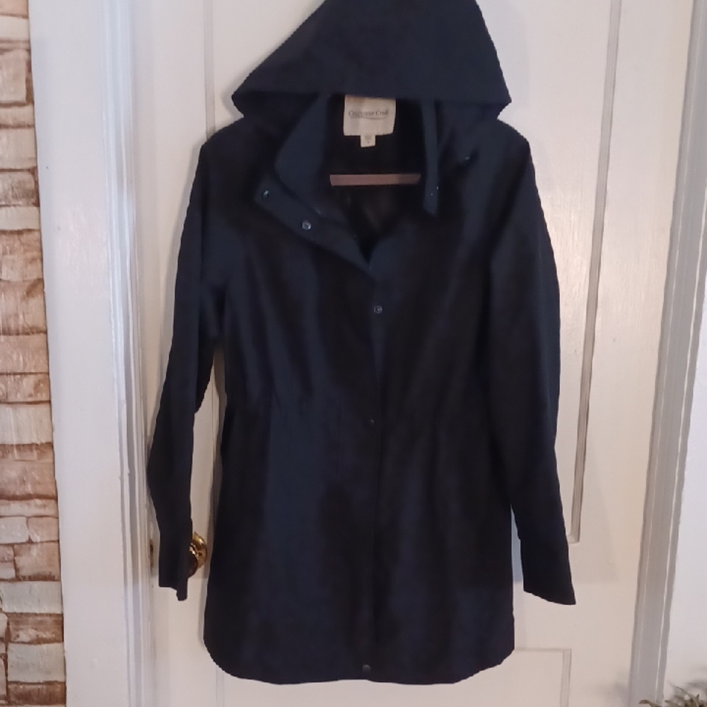 Coldwater Creek Black Rain Jacket with  Hood Size Medium
